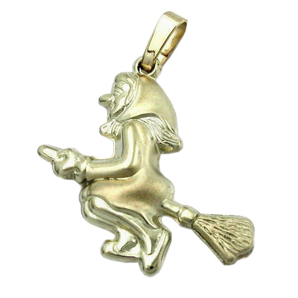 Anhänger 20x22mm Hexe matt-glänzend 9Kt GOLD gold 20x22mm