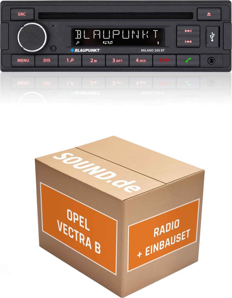 Autoradio Einbaupaket mit Blaupunkt Milano 200 BT passend für Opel Vectra B | Bluetooth USB
