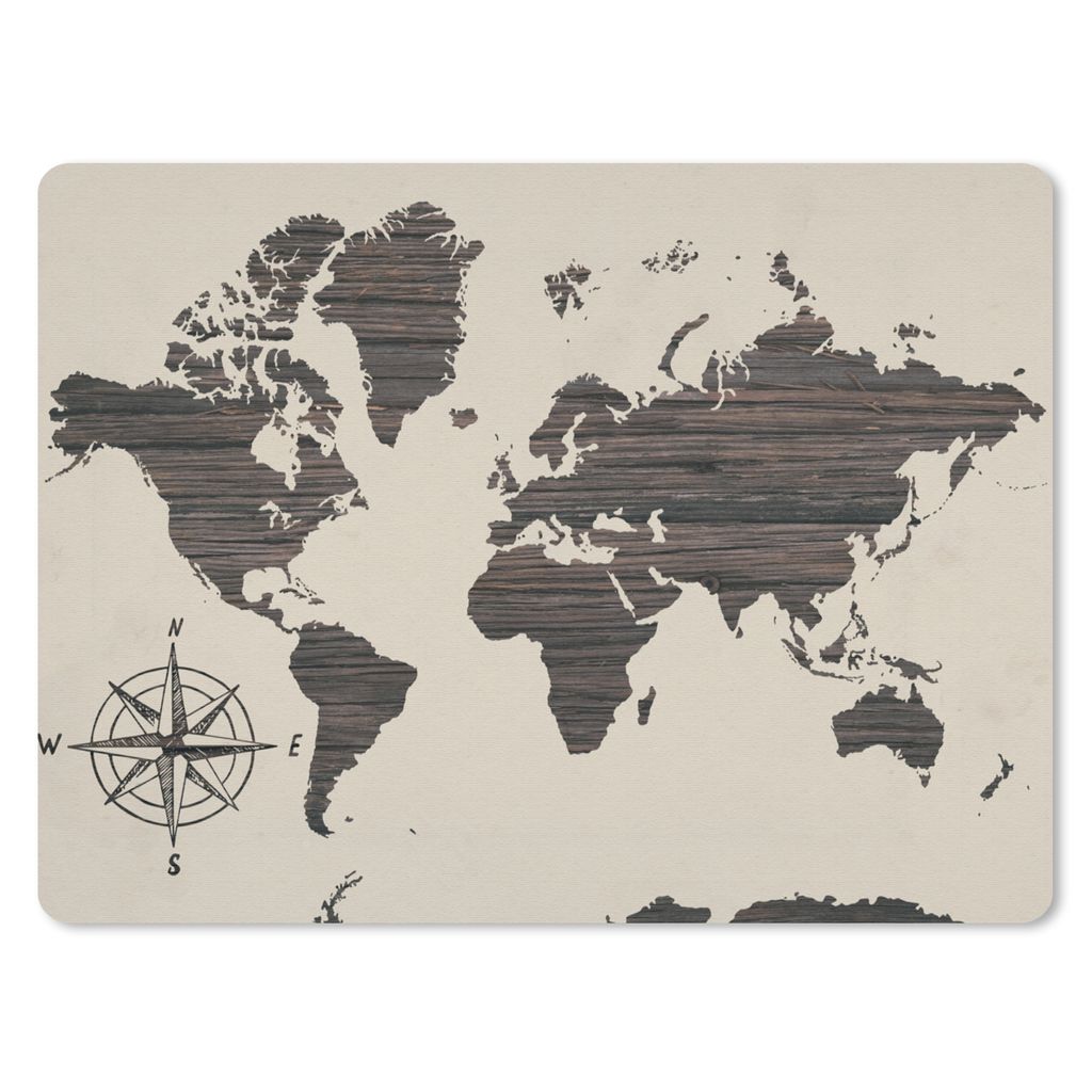 MuchoWow® Mauspad Mousepad Weltkarte - Holz - Vintage 23x19 Produktbild 