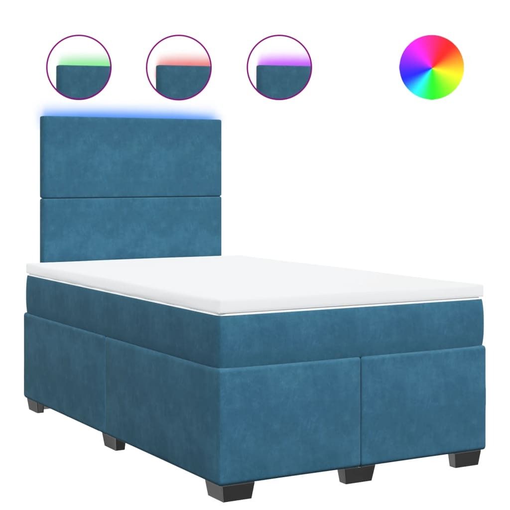 "2026 Aktion"Boxspringbett Modernes/Doppelbett - Polsterbett Erwachsene/r /Kind - mit Matratze Blau 120x190cm Samt - Klassische Betten NeuMöbel450862