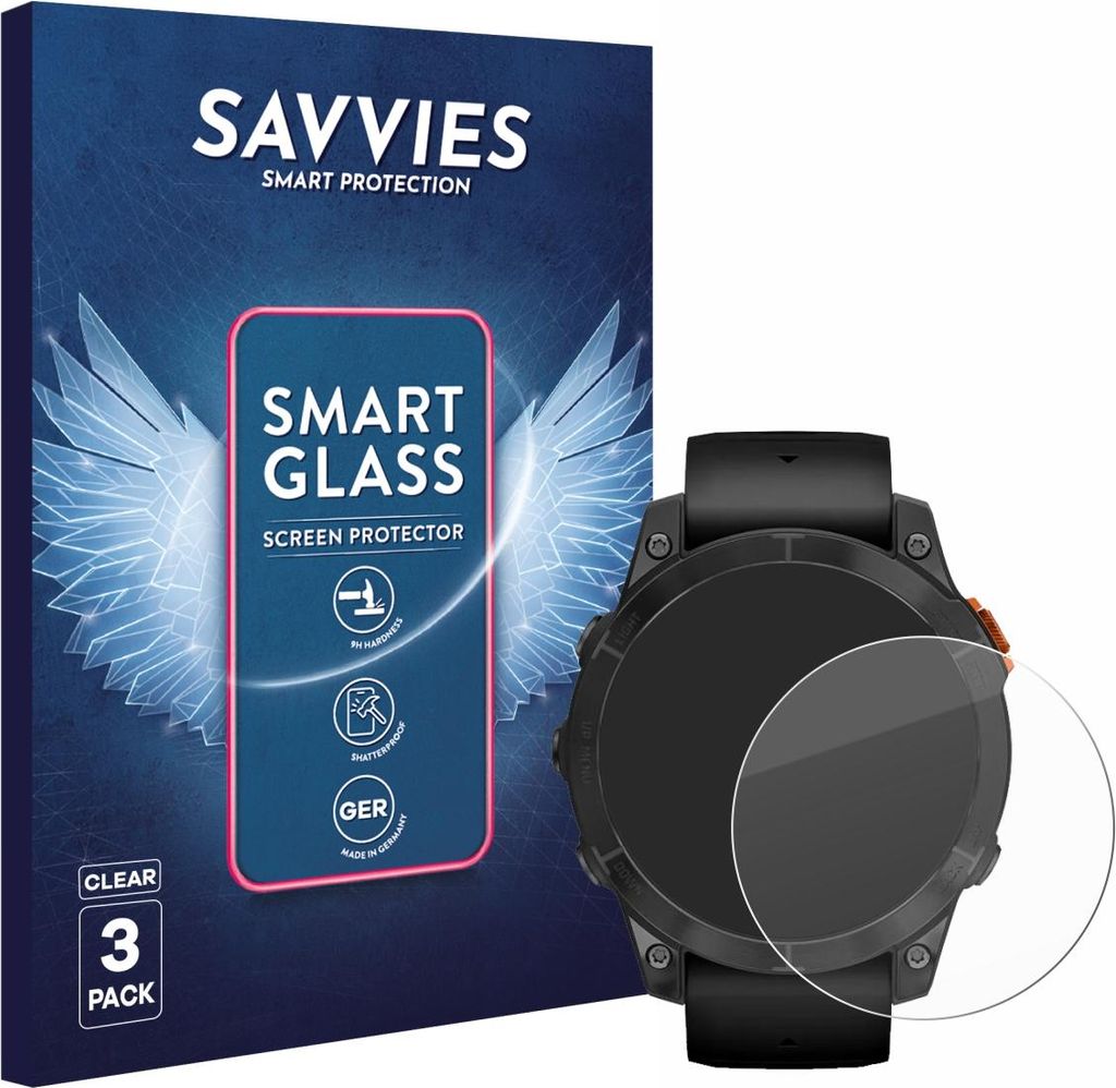 3x Savvies Schutzglas Folie für Garmin Fenix 7 Pro Solar Produktbild 