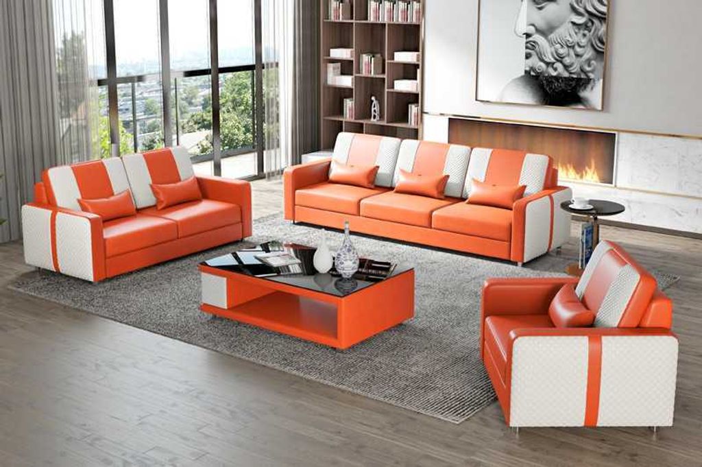 Sofagarnitur 321 Sitz Orange Luxus JVmoebel