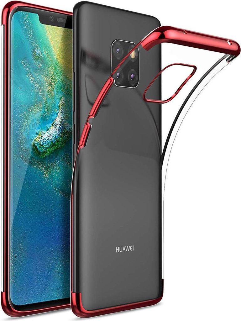 Conie Silikon Schutzhülle für Huawei Mate 20 Pro Tasche Case Cover Bumper Hülle Rand in Rot