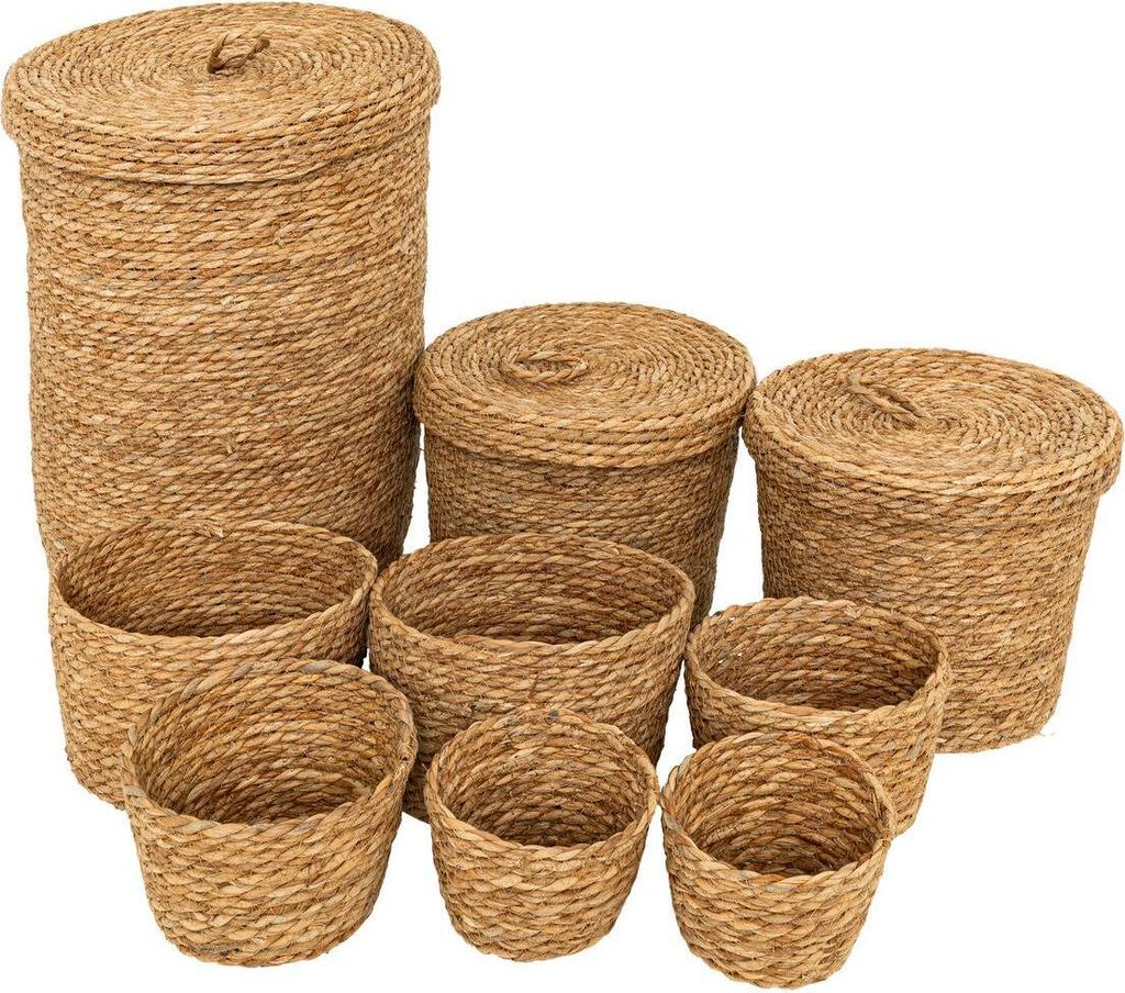 Set aus 9 runden körben little cottage binsen d14 19 24 28 35cm - Atmosphera créateur d'intérieur