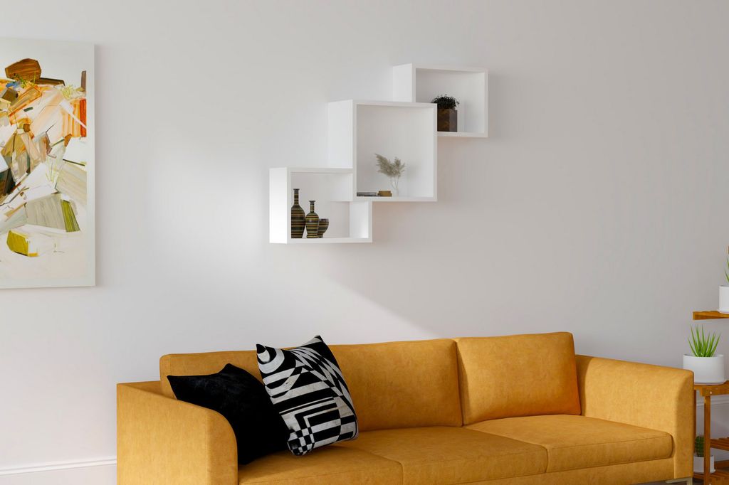 Skye Decor, Silver - White, Wandregal, Weiß, 100 % MELAMINBESCHICHTETE SPANPLATTEN, 98 x 19,6 x 72 cm