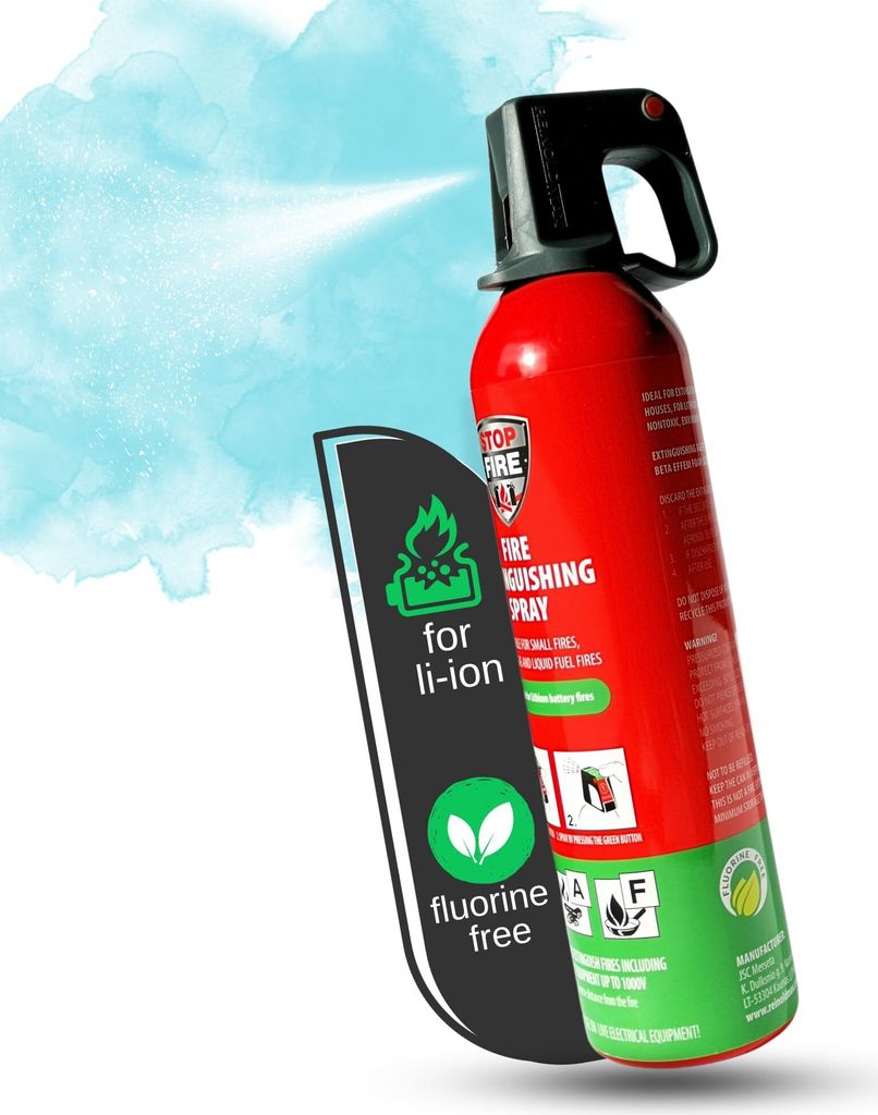 notlok Safety Work - 750ml Feuerlöschspray für Elektrobrände | Klein Feuerlöscher Haushalt | Feuerlöscher Schaum A F + Lithium-Batterien und K...