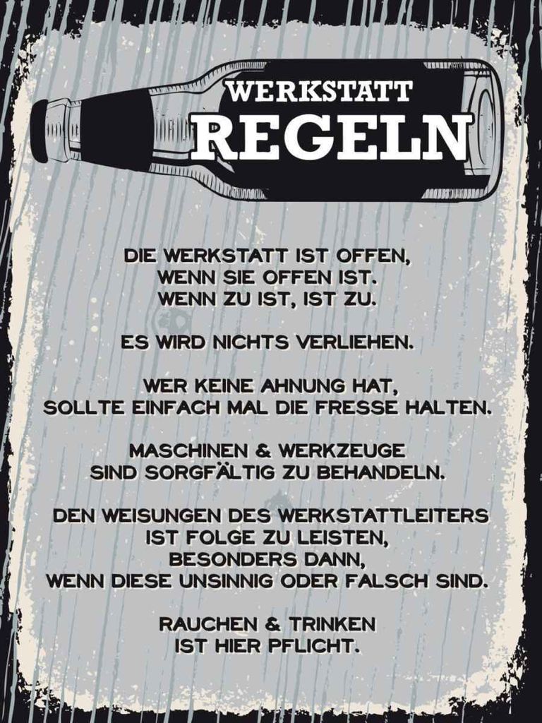 vianmo Holzschild 40x30 cm Werkstatt Regeln schwarz weiß Produktbild 