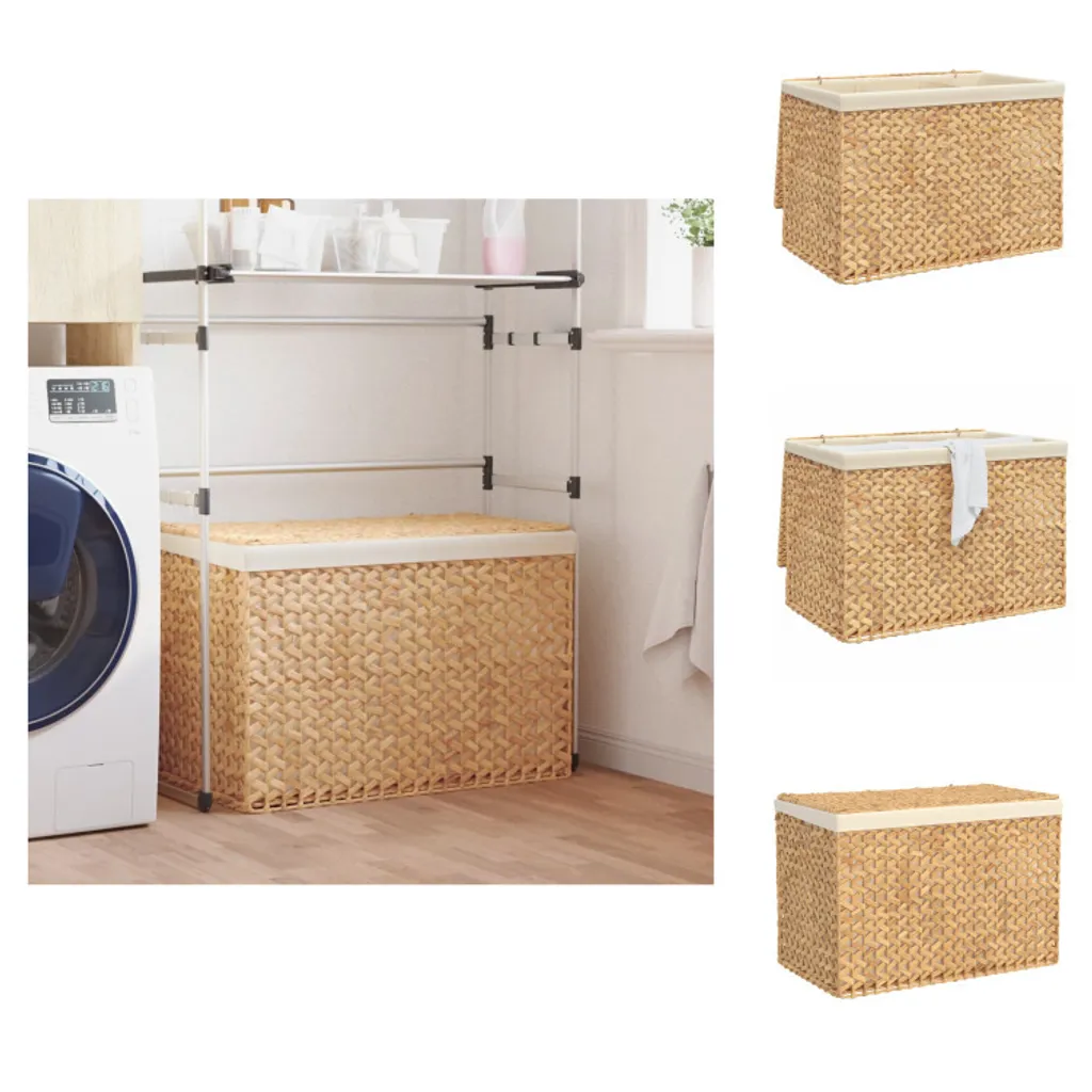 Corbeille à linge triple en fibres naturelles de jacinthe d'eau tressée