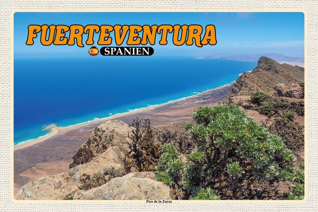 vianmo Holzschild 12x18 cm Fuerteventura Spanien Pico de la Zarza Bildmotiv Reisemotiv Abenteuer Reisen
