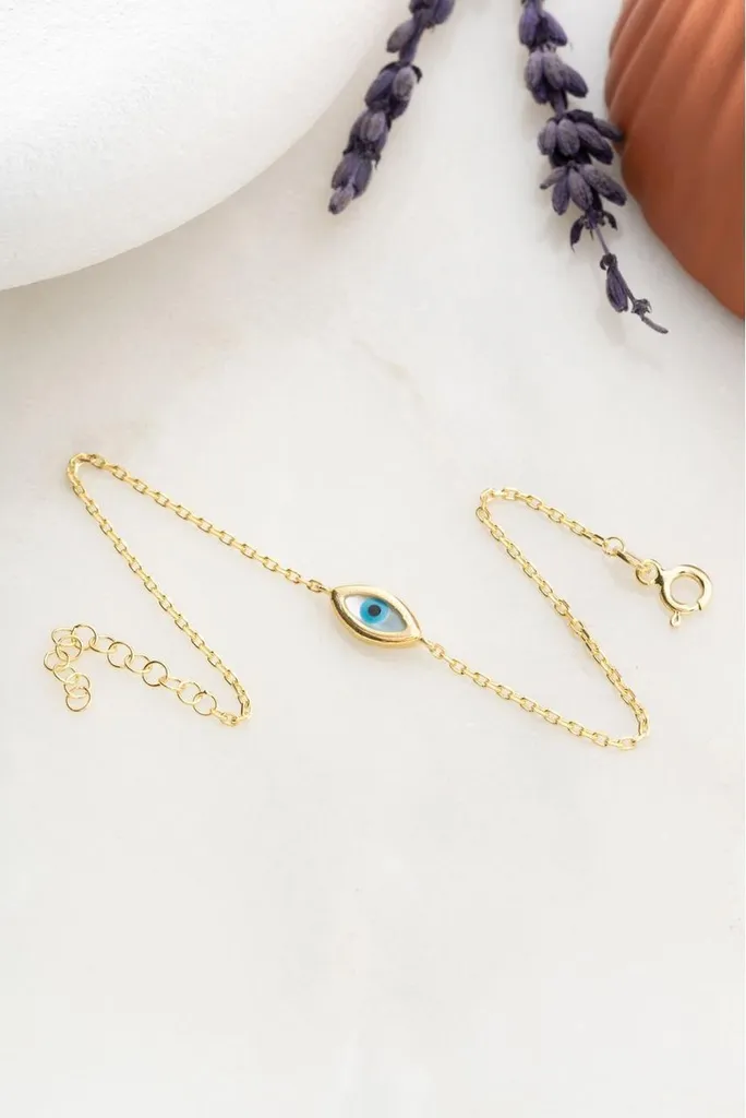 Bracelet œil de Nazar en argent 925 plaqué or, bijou durable anti-ternis