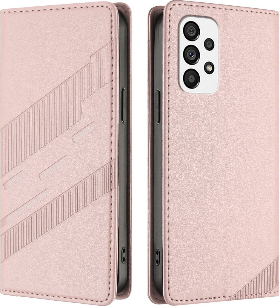 Hülle für Samsung Galaxy A73 5G, Kunstleder Brieftaschen Handyhülle mit Kartenfach und Standfunktion Pink