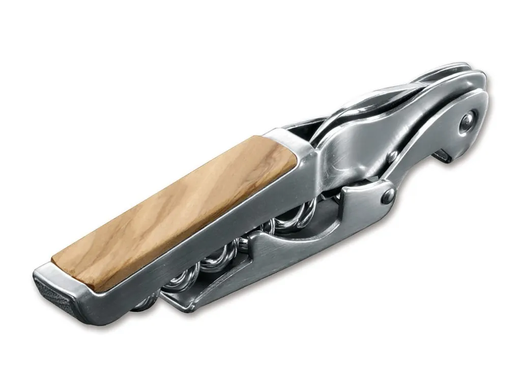 Tire-bouchon Farfalli Gulliver en acier inoxydable et manche olivier