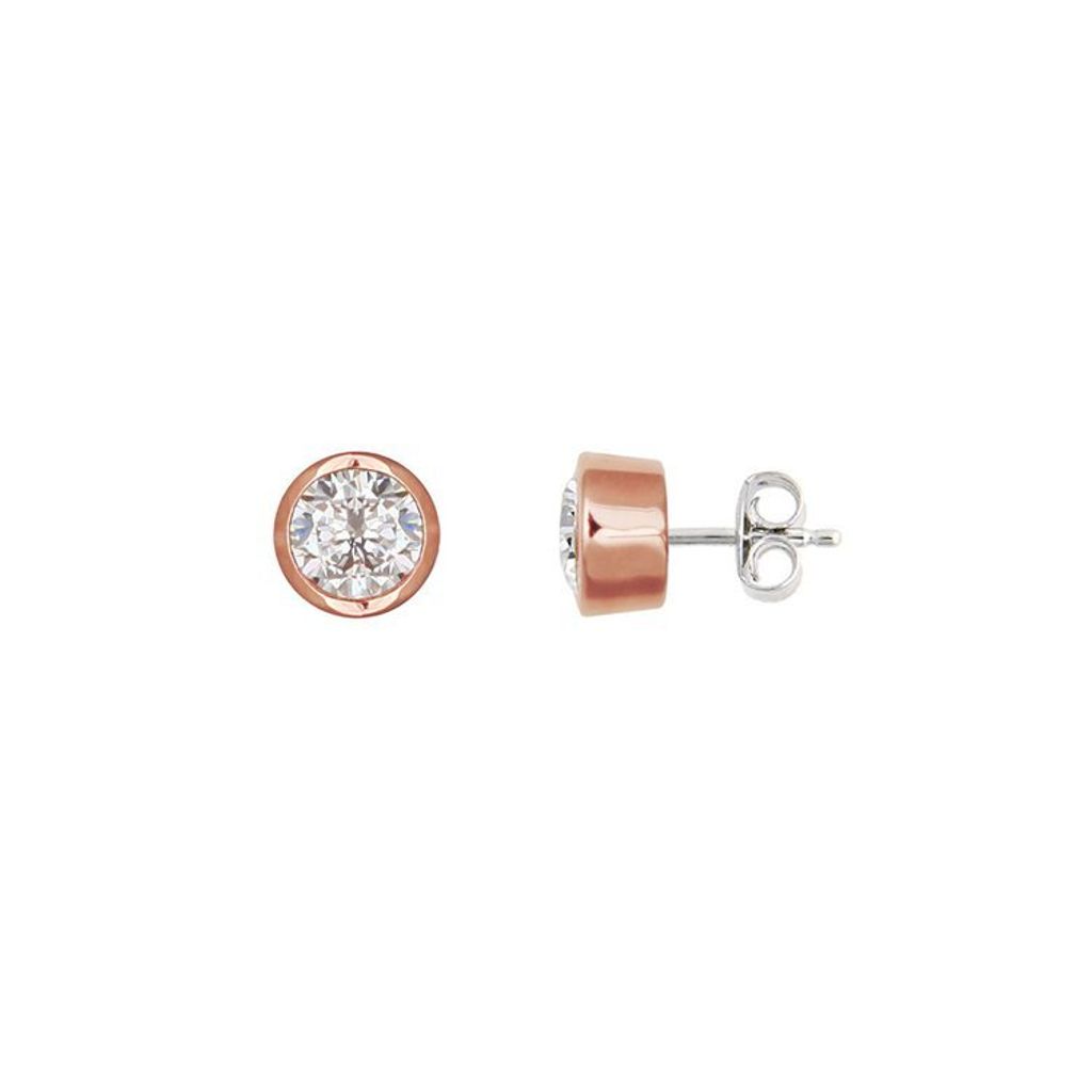 Xenox Damen Silber Sterling 925 Ohrstecker in Rosegold mit Zirkonia - Silver Circle XS7157R