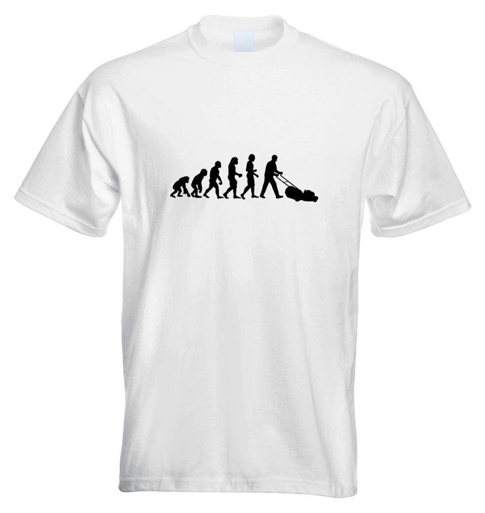 Kiwistar - T-Shirt - Weiss - Evolution Rasenmäher Motiv Bedruckt Funshirt Design Print - mit Motiv Bedruckt - Funshirt Design - Sport - Freizeit -...