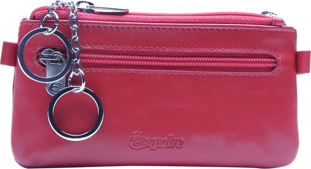 Esquire New Silk Astuccio Portachiavi Rosso | Pelle con Cerniera