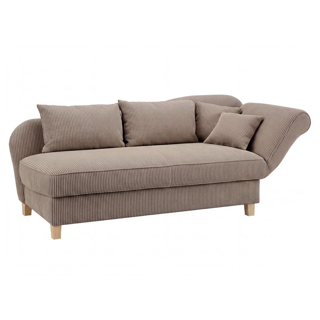 Max Winzer Recamiere mit Armteil rechts klappbar Selma - Cordstoff mocca - Maße: 190 / 210 x 88 x 82 cm