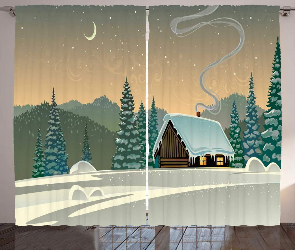 ABAKUHAUS Rideaux d'Hiver Rustiques Étoiles et Lune 280 x 225 cm