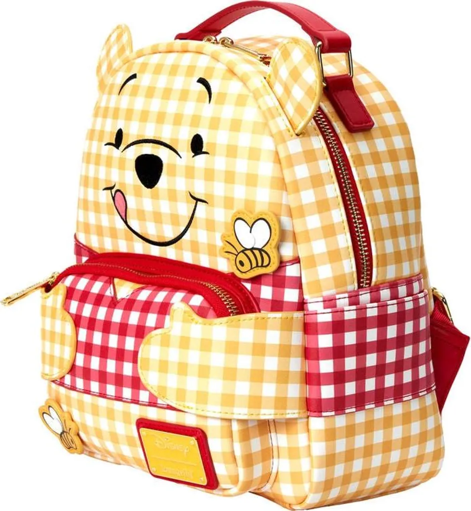 Sac à dos Winnie l'ourson pour goûter et doudou, 25 cm, style vichy