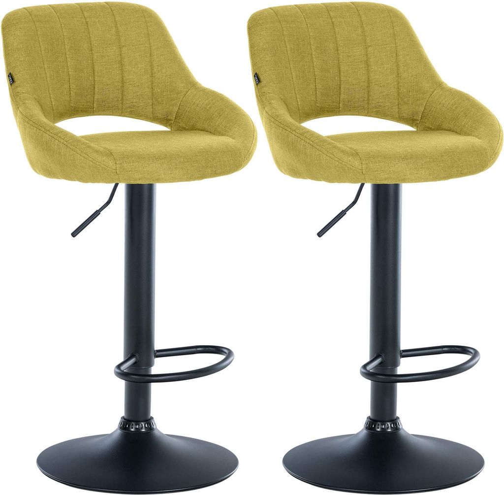 2er Set Barhocker SEGAD - Stoff Grün 47x48x85 cm Schwarz | Barstuhl Mit Lehne Tresenhocker Tresenstuhl Kneipenhocker Kneipenstuhl