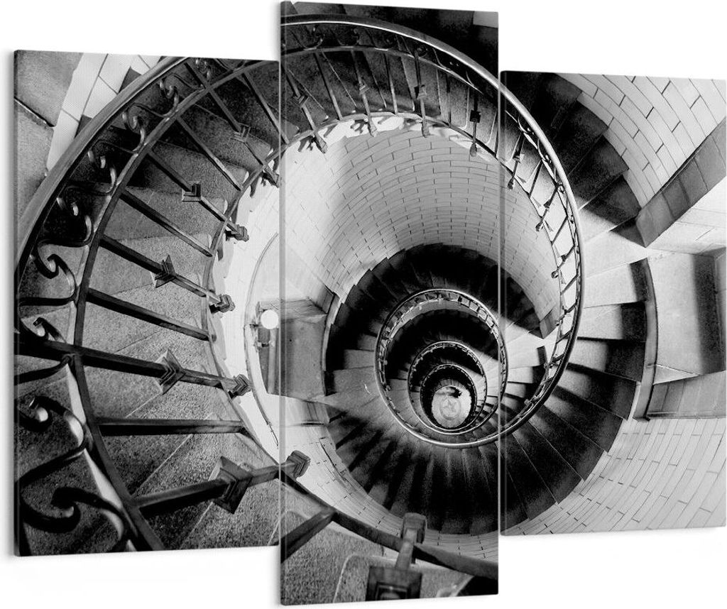 Bild auf Leinwand - Leinwandbild - 3 Teile - Treppe Spirale Perspektive - 130x100cm - Wand Bild - Wanddeko - Wandbilder - Leinwanddruck - Bilder - ...