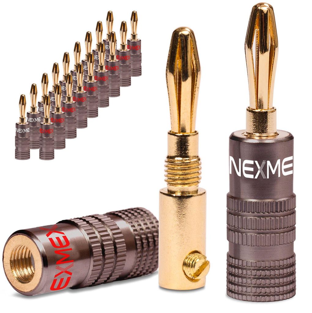 Bananenstecker 4mm vergoldet 20x Stecker NEXMEX Steckverbinder Lautsprecherkabel