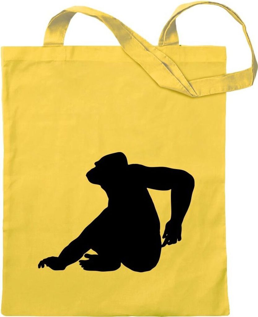 Kiwistar - Baumwolltasche - gelb - Affe - Motiv 2 - Gorillas - Tragetasche Stoffbeutel Umhängetasche langer Henkel