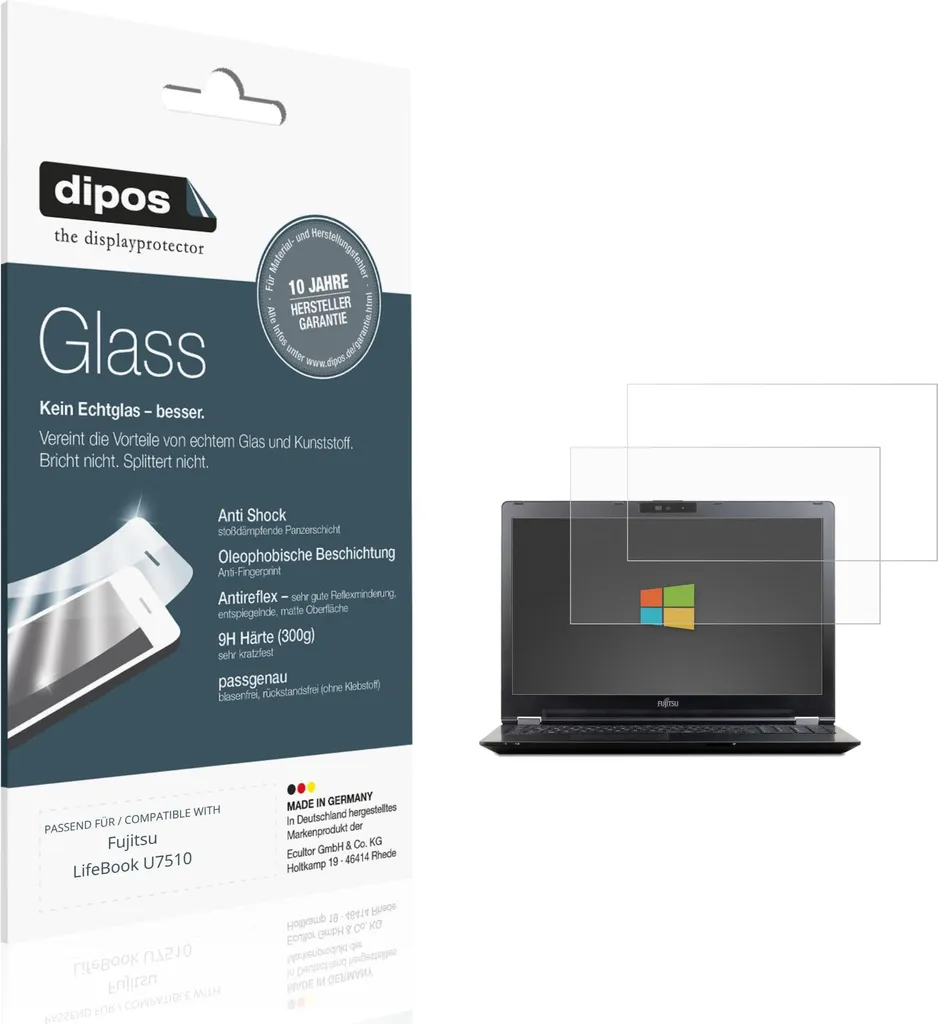 Double Pack Protection Verre Souple Mat 9H pour Fujitsu LifeBook U7510 dipos