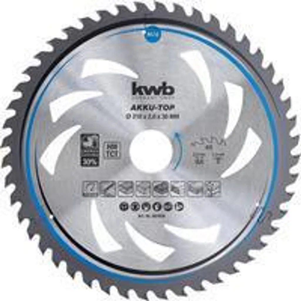 Lame kwb 210mm contre les éclats de bois - 48 dents carbure anti-vibration