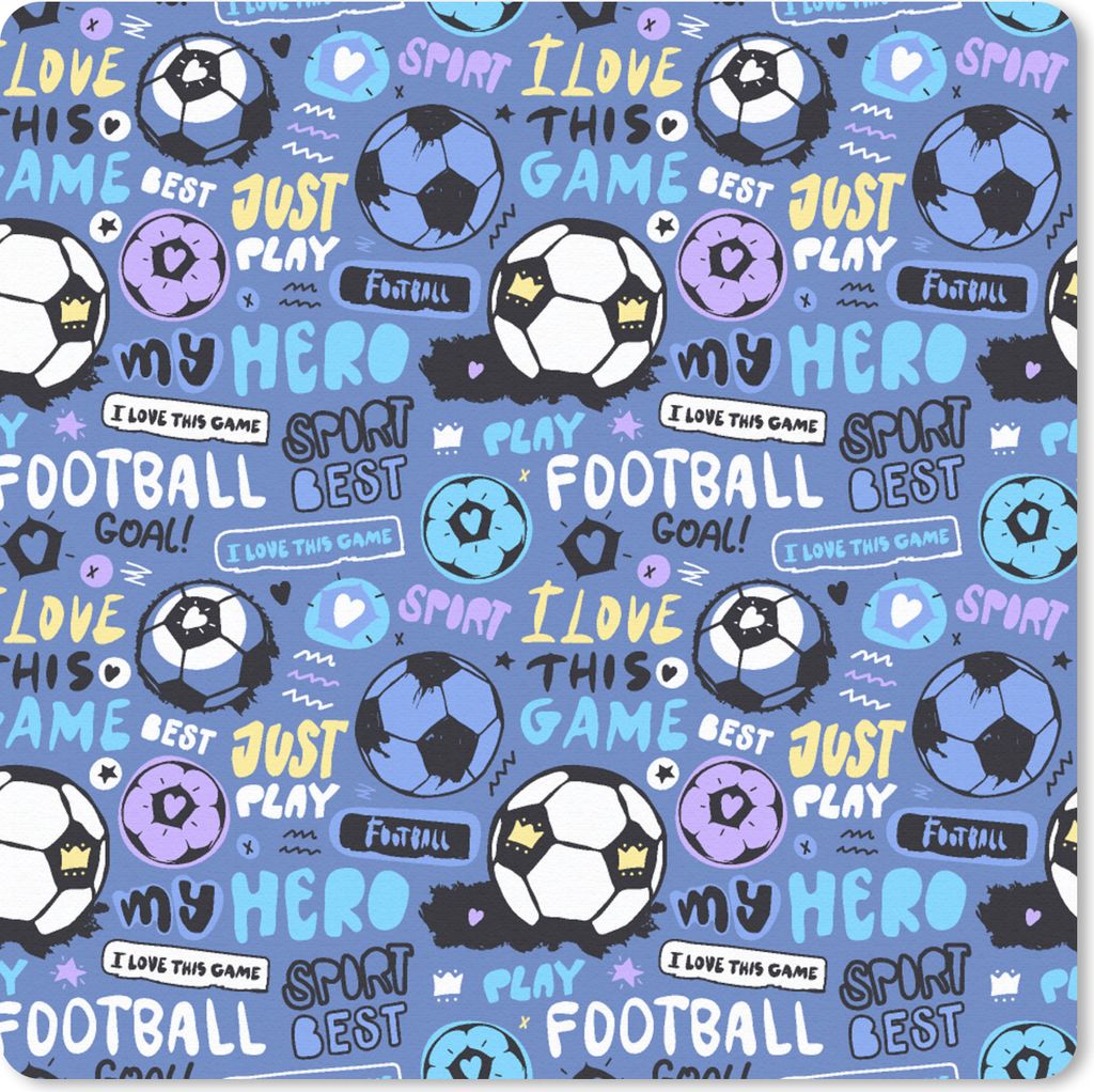 MuchoWow Mauspad Mousepad Muster - Fußball - Blau - Jungen - Kinder - Kleiner Junge 20x20 cm - Mousepads - Maus Mat - Pad - Mausunterlage - Desk...