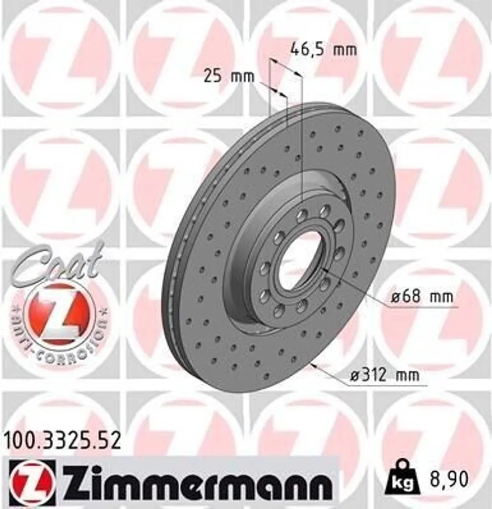 Disque de Frein Ventilé Zimmermann pour Berlines Passat 3B et Superb I