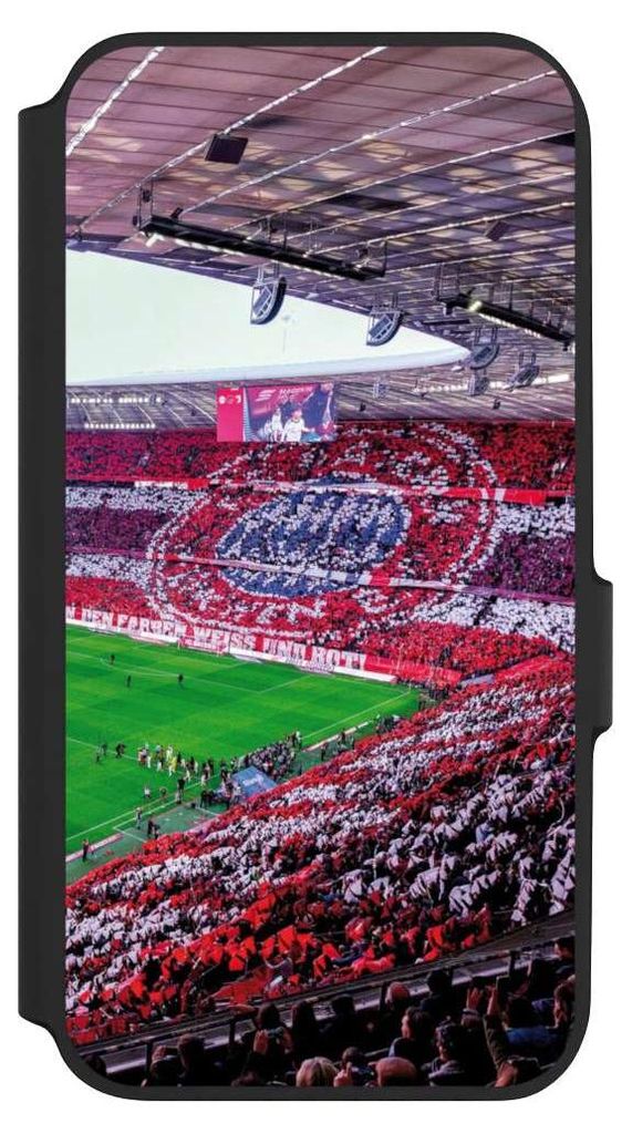 NIVOCASE Klapphülle für Samsung Galaxy A54 5G Handyhülle aus Kunst Leder NIVOflip schwarz FC Bayern München FCB Stadion
