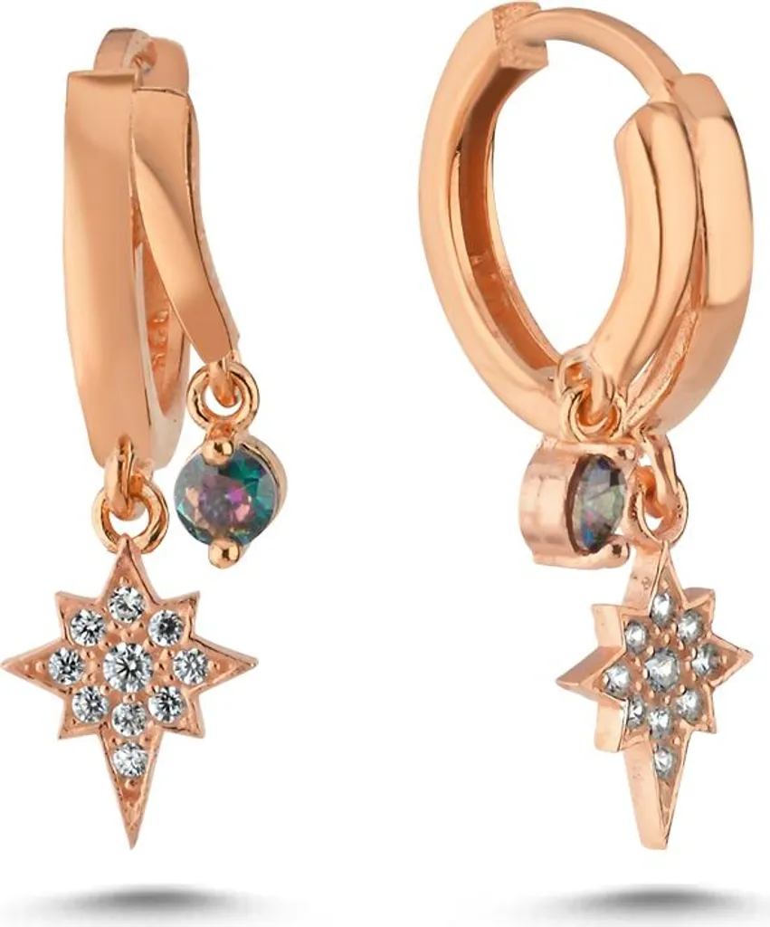 Boucles d'oreilles Argent 925 doré rose avec Topaze Mystique et Zircone