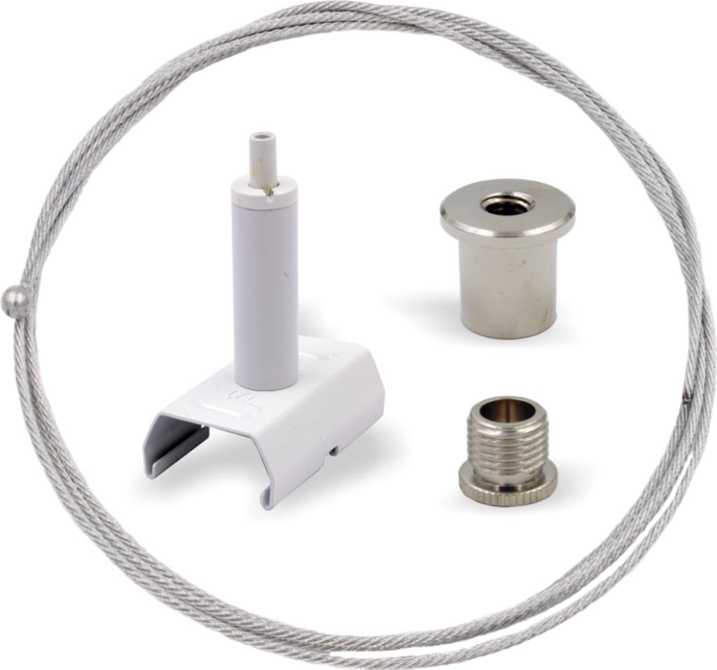 Abhängeset RAPID für STUCCHI / EUTRAC Onetrack Stromschienen, Ø 1,5 mm | Länge 5000 mm | weiß