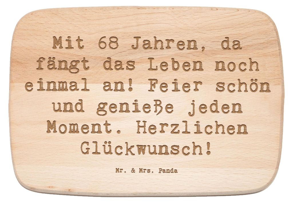Mr. & Mrs. Panda Frühstücksbrett Spruch 68. Geburtstag Freude - Transparent - Geschenk, jausenbrett, Frühstücksbrettchen, Holzbrett, Personalis...