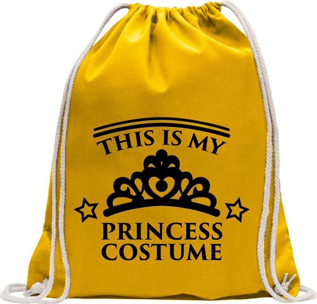 Kiwistar - Turnbeutel - gelb - This is My Princess Costume - Fun Rucksack Sport Beutel Gymsack Baumwolle mit Ziehgurt