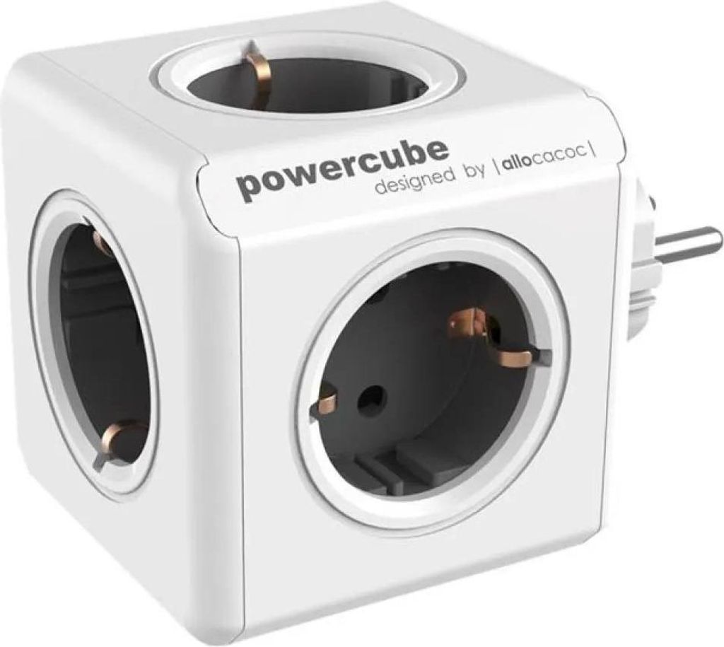 Allocacoc 1100GY/DEORPC PowerCube Original - 5er Steckdosenleiste, Grau, 250 V, Dunkel