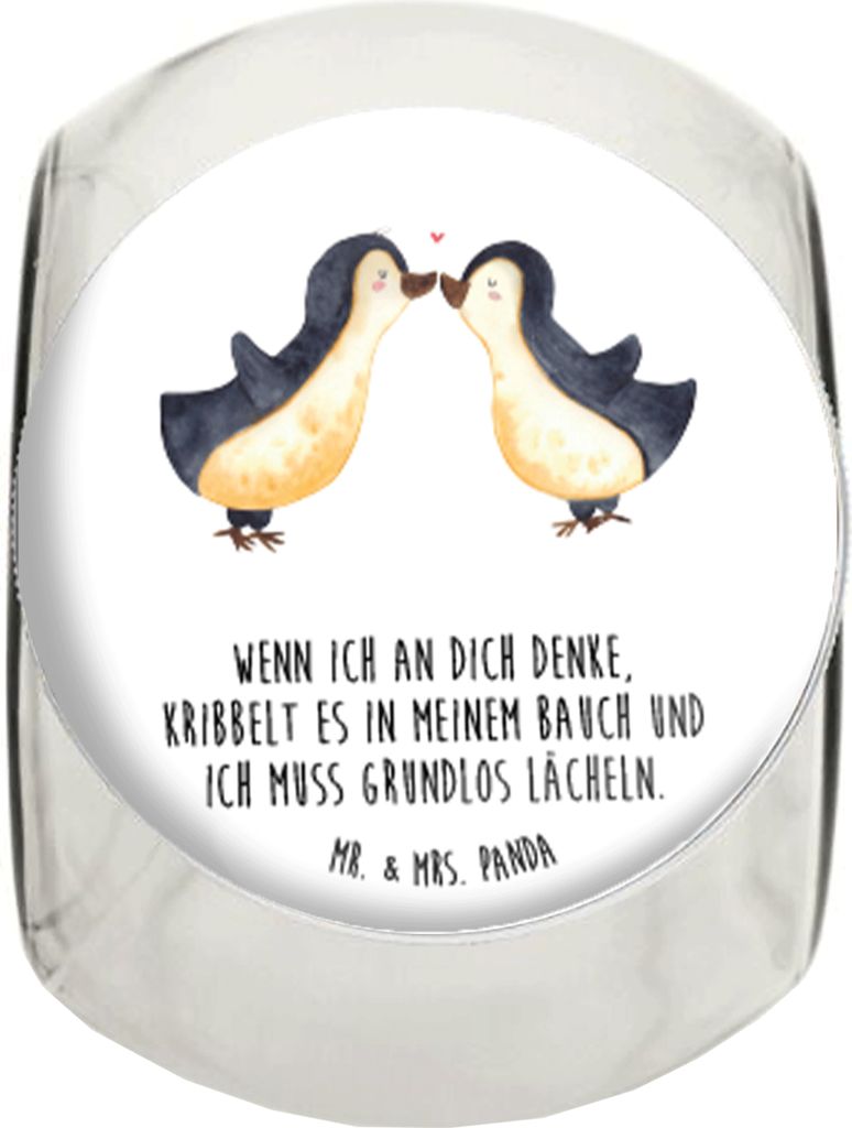 Mr. & Mrs. Panda Kaffeedose Pinguine Kuss L 870ml - Weiß - Geschenk, für Freundin, Hocheitstag, gewürzglas, Vorratsglas, Teedose, Freund, Hochze...