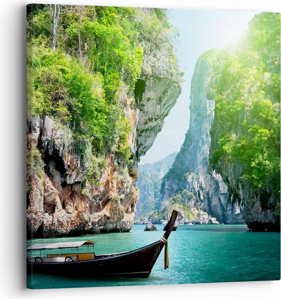 Bild auf Leinwand - Leinwandbild - Boot Klippen Natur Produktbild 