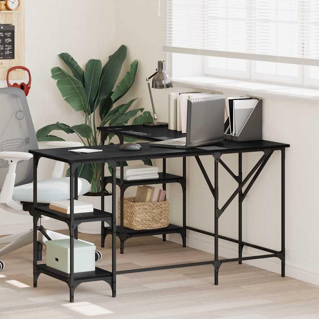 Maison Exclusive - Schreibtisch Schwarz Eichen-Optik 139 x 139 x 75 cm