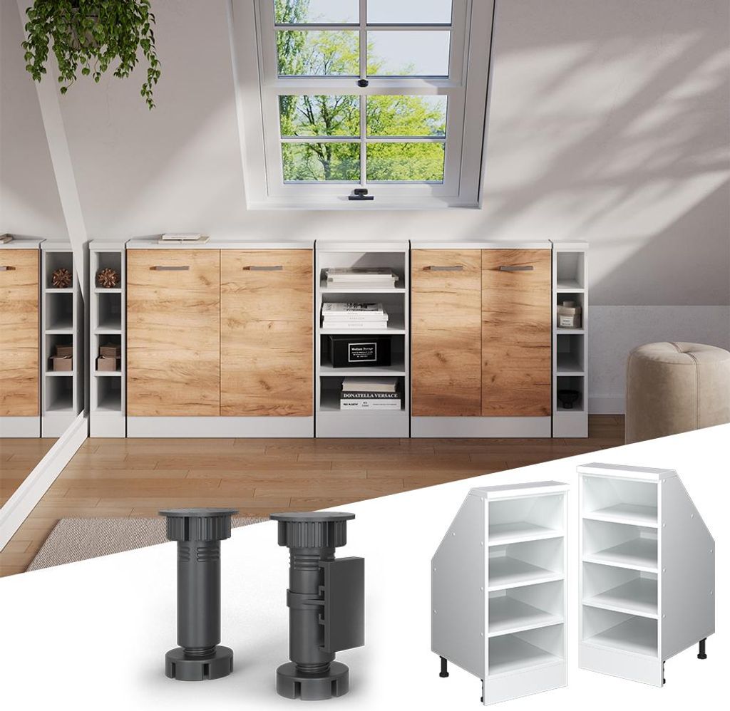 Küchenschrank für Dachschrägen Vicco R-Line Weiß 40 cm mit
