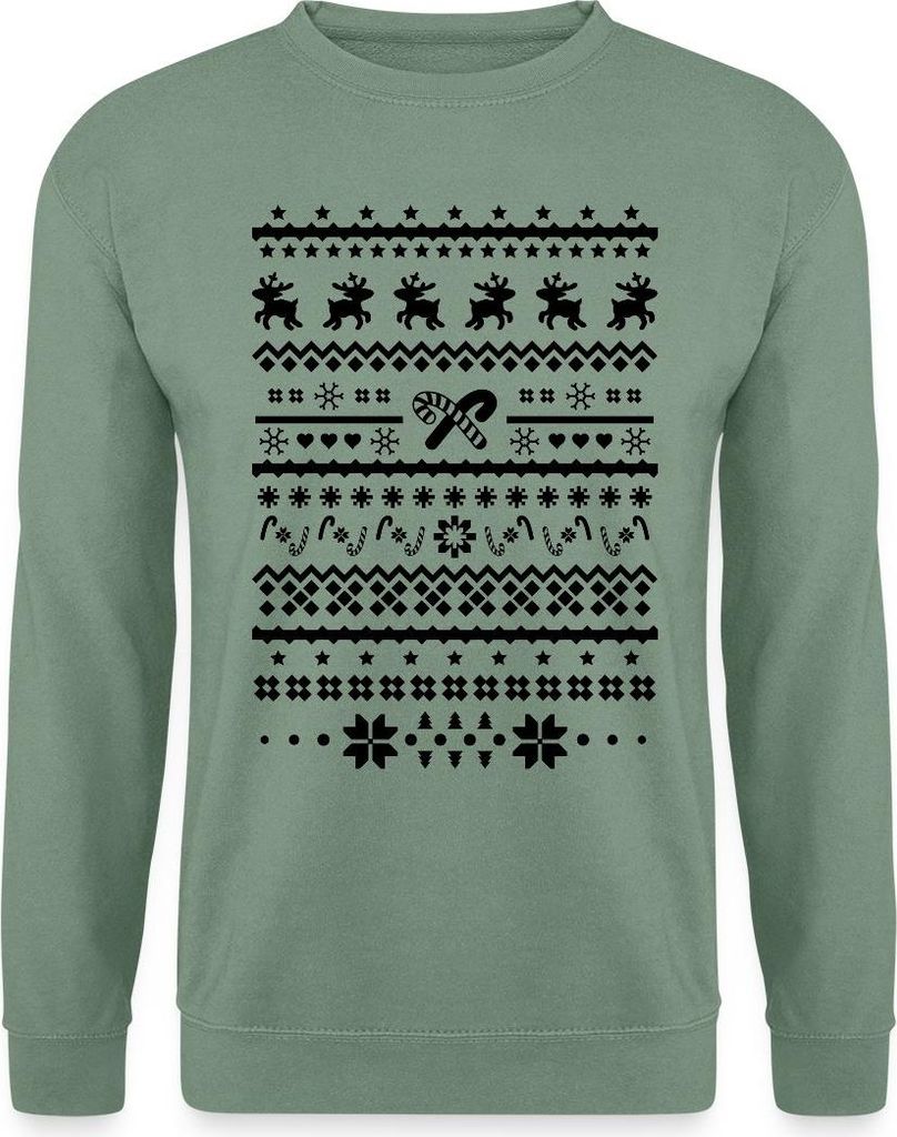 Spreadshirt Ugly Christmas Sweater Retro Lustig Weihnachten Uni Pullover, S, Graugrün