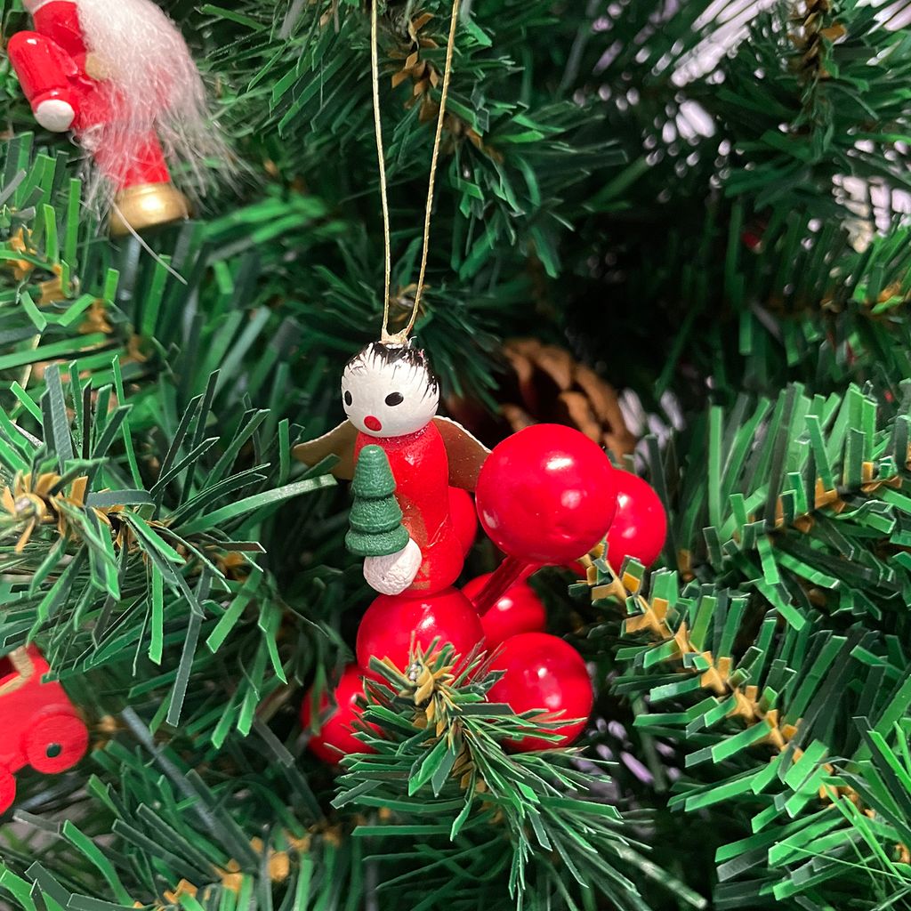 Set Di 40 Angeli In Legno Per Albero Di Natale – Decorazioni Natalizie In Legno Con Corda, 4 Design Diversi, Per Albero, Finestre E Porte