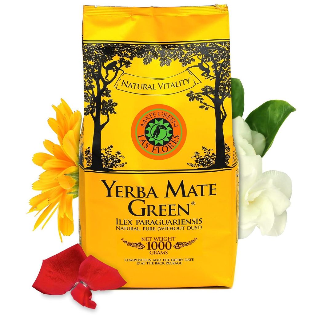 Yerba Mate Green Las Flores Brasilianischer Mate Tee 1kg - fruchtiges Mate Tee - mit Rosenblüten, Jasmin, Ringelblume und natürliche Aromen