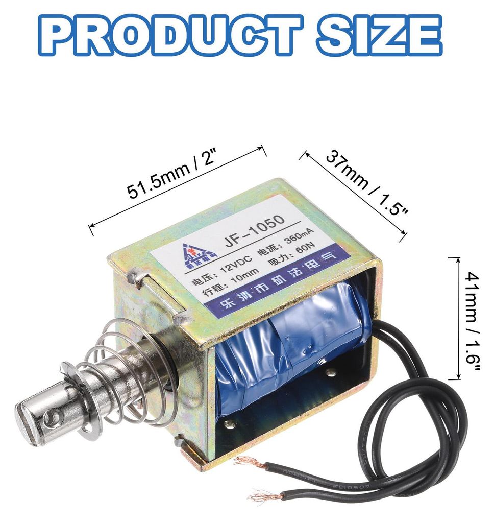 DC 12V 0.36A Solenoid Elektromagnet Zugtyp 60N 10mm Hub Solenoid-Aktor Offener Rahmen Linearbewegung JF-1050 Magnet Solenoid