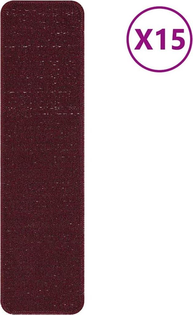 vidaXL Rutschfeste Treppenmatten 15 pcs Bordeaux 75 x 20 cm PP