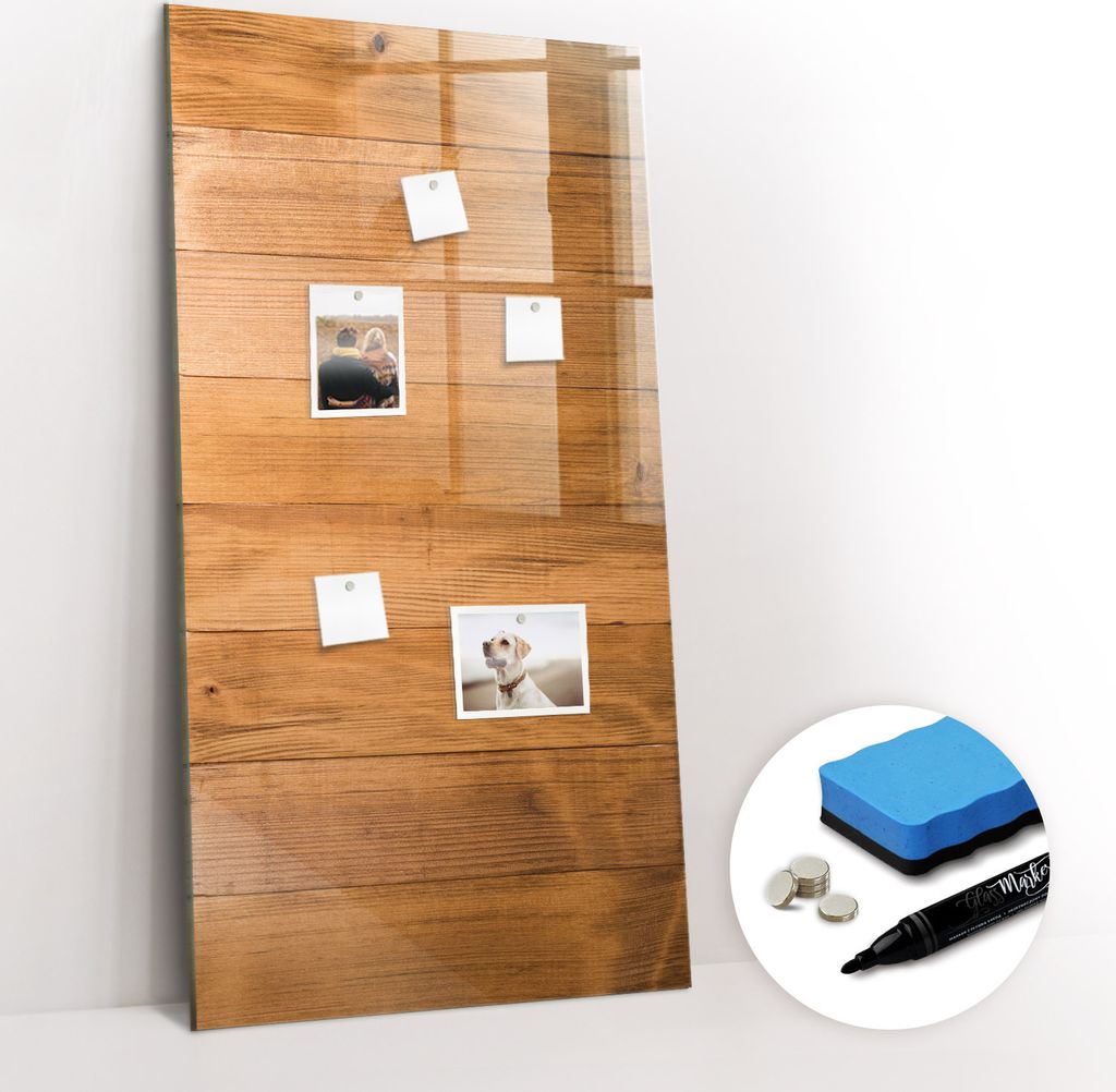 Magnetpinnwand Memoboard - Zubehörsatz - Schwarzer Marker + Schwamm + Magnete - 60 x 120 cm - Holzplatten