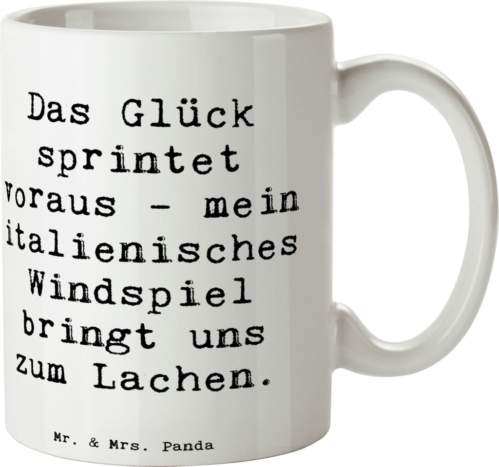 Mr. & Mrs. Panda Tasse Spruch Italienisches Windspiel Glück - Weiß - Geschenk, treuer Begleiter, italienischer Hund, Teetasse, liebevolle Hunde, ...