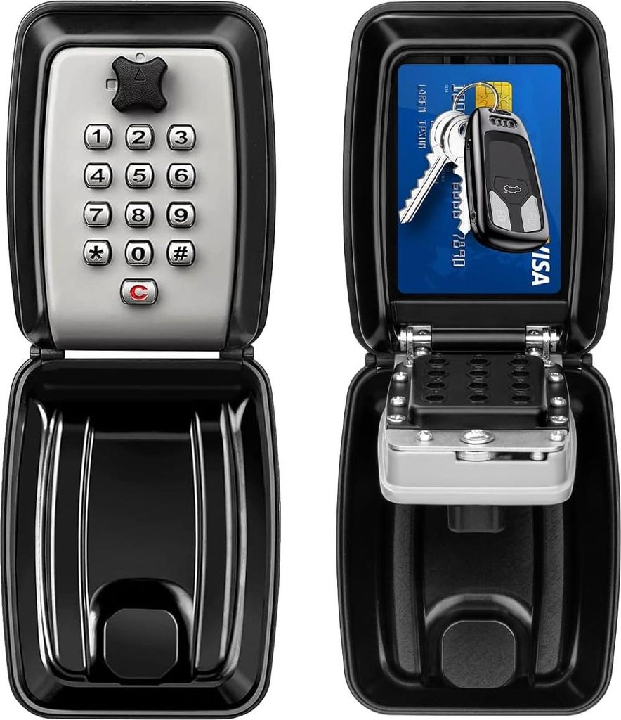 Schlüsselbox mit Zahlenkombination - ultra robust und wetterbeständig - kleine Schlüsselbox für außen