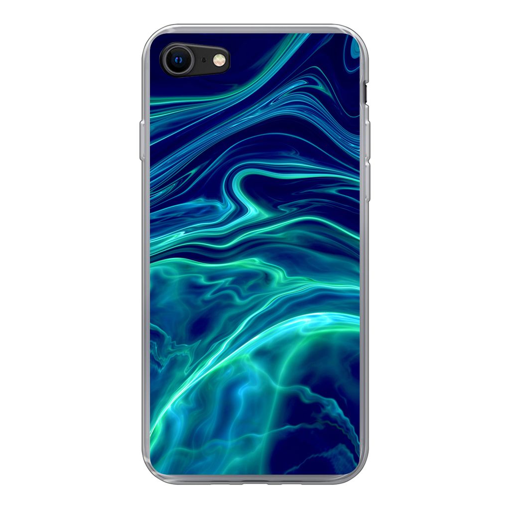 MuchoWow Handyhülle Schutzhülle Hülle für iPhone SE 2022 Abstrakt - Wellen - Design Silikon Softcase Handy Hülle - Schutzhülle