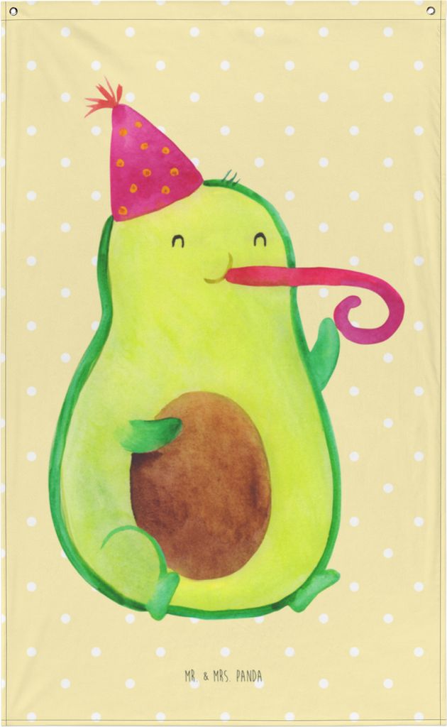 Mr. & Mrs. Panda Tapestry Avocado Feier - Gelb Pastell - Geschenk, Wandbanner, Gobelin, Wandteppich, Wandtuch, Wandbild, Tröte, Geburtstag, Party,...